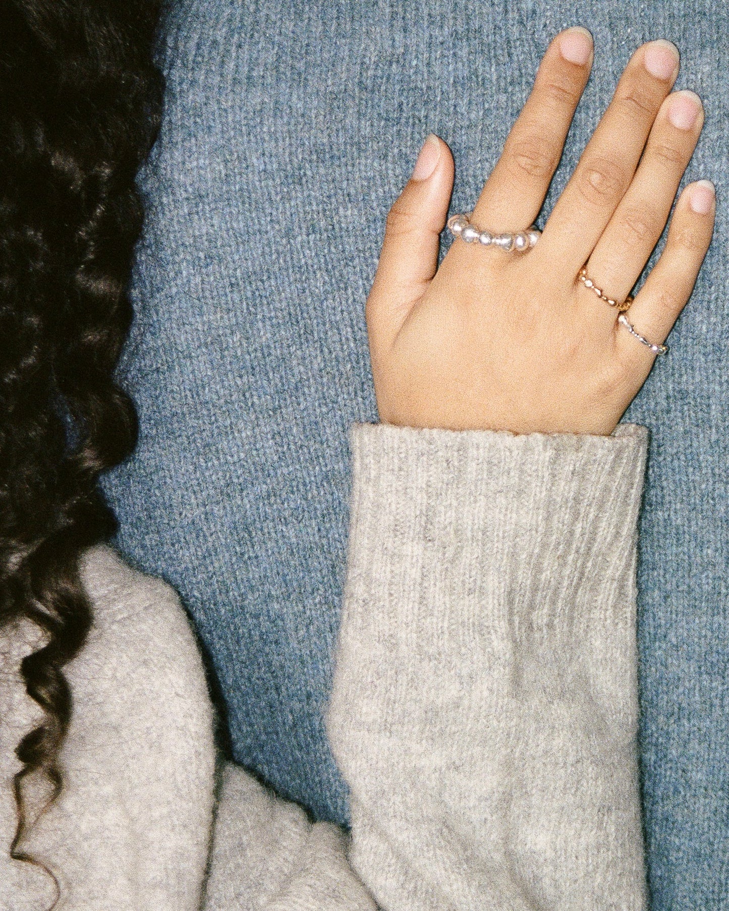 Bague Pépites Mini Osmo Paris en argent recyclé 925 et pierres fines naturelles, bijou fin et contemporain