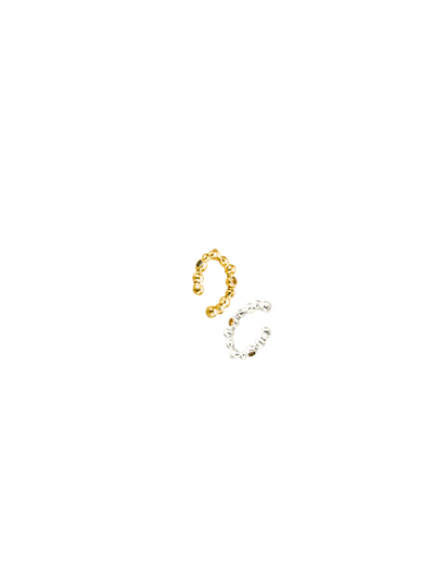 Cuff d’oreille minimaliste en argent recyclé 925 et vermeil, serti de pierres fines naturelles aux tons ocres et olives – Osmo Paris