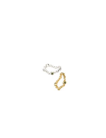 Bague Pépites Wavy en argent recyclé 925 et vermeil sertie de pierres fines naturelles, bijou éthique – Osmo Paris