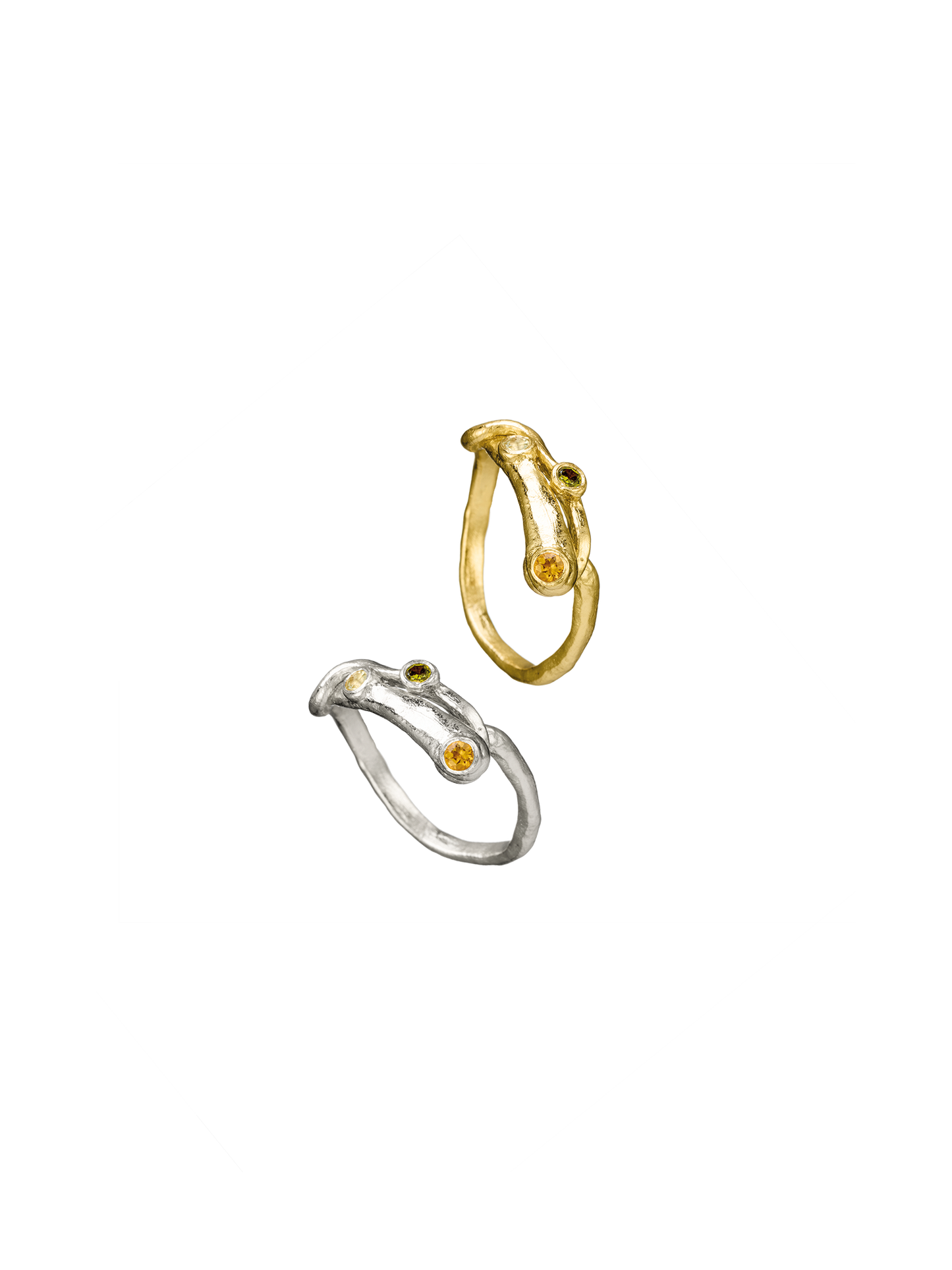 Bague minimaliste en argent recyclé 925 et vermeil sertie de pierres fines naturelles, bijou éthique – Osmo Paris