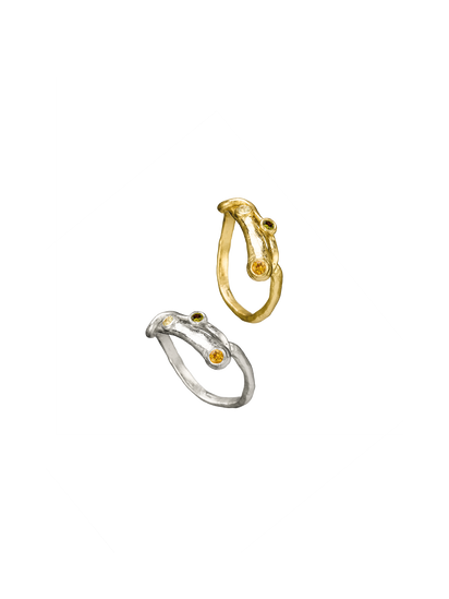 Bague minimaliste en argent recyclé 925 et vermeil sertie de pierres fines naturelles, bijou éthique – Osmo Paris