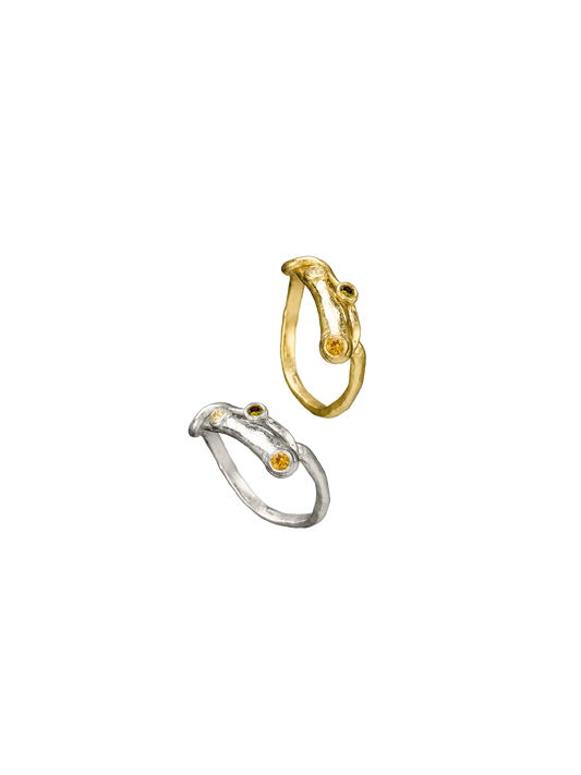 Bague minimaliste en argent recyclé 925 et vermeil sertie de pierres fines naturelles, bijou éthique – Osmo Paris