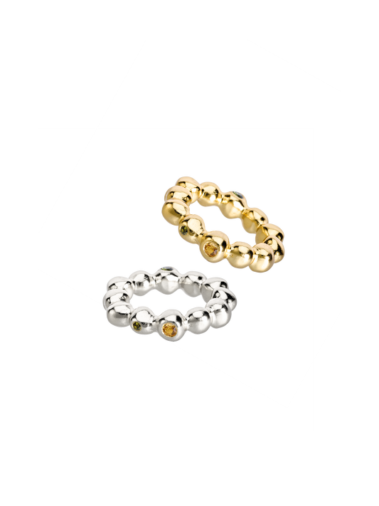 Bague Pépites Big en argent recyclé 925 et vermeil sertie de pierres fines naturelles, bijou éthique – Osmo Paris