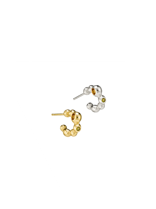 Boucle d’oreille Pépite en argent recyclé 925 et vermeil sertie de pierres fines naturelles, bijou éthique – Osmo Paris