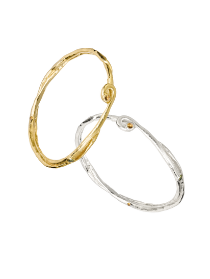 Bracelet Courbe en argent recyclé 925 et vermeil serti de pierres fines naturelles, bijou éthique – Osmo Paris