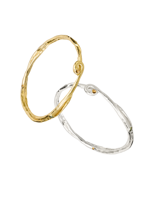 Bracelet Courbe en argent recyclé 925 et vermeil serti de pierres fines naturelles, bijou éthique – Osmo Paris