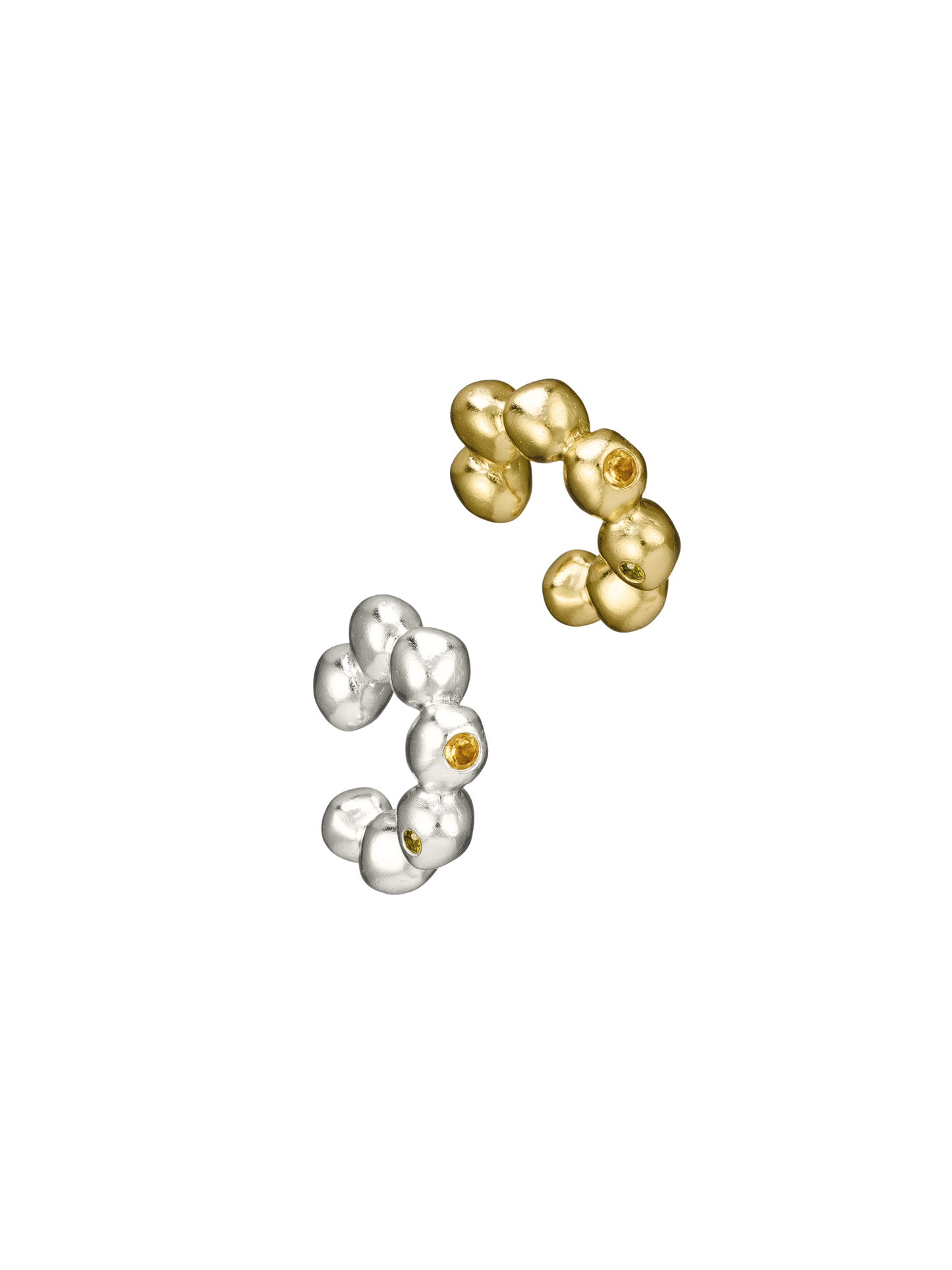 Cuff d’oreille Pépites Big en argent recyclé 925 et vermeil serti de pierres fines naturelles, bijou éthique – Osmo Paris