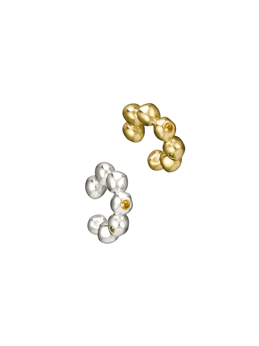 Cuff d’oreille Pépites Big en argent recyclé 925 et vermeil serti de pierres fines naturelles, bijou éthique – Osmo Paris