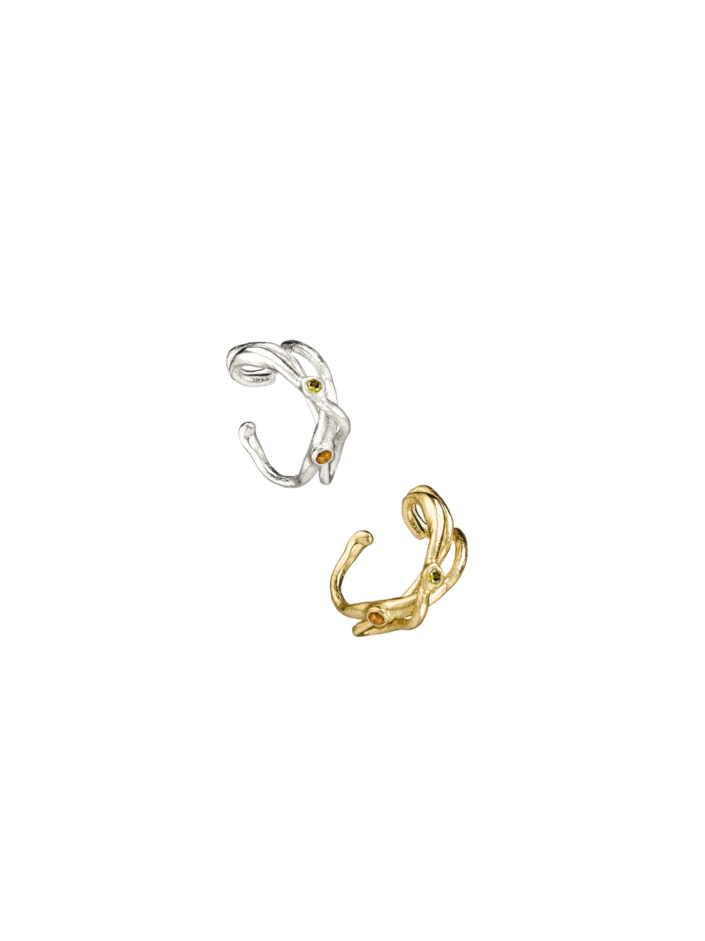 Cuff d’oreille Courbe en argent recyclé 925 et vermeil serti de pierres fines naturelles, bijou éthique – Osmo Paris