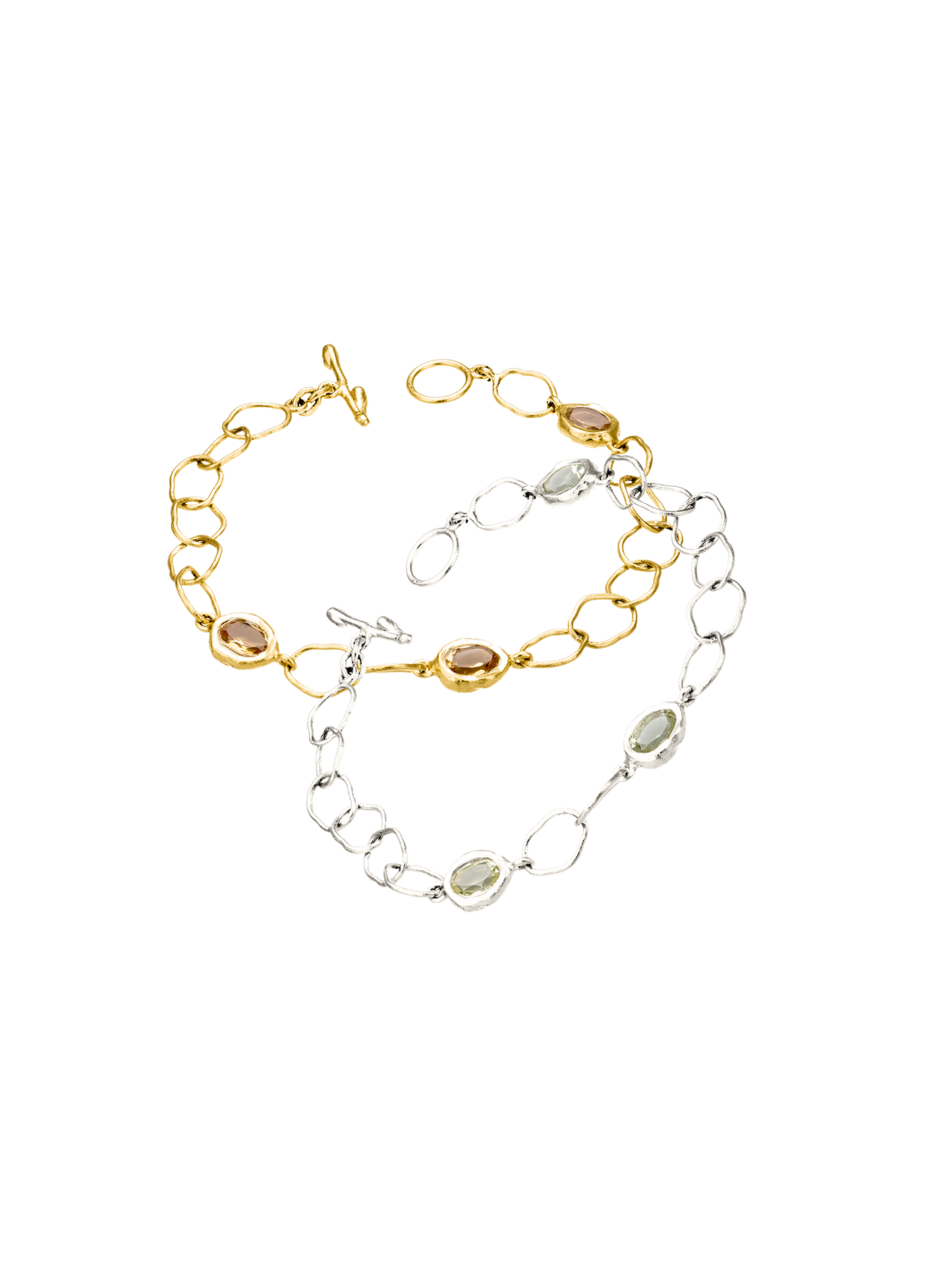 Bracelet minimaliste en argent recyclé 925 et vermeil serti de pierres fines citron, bijou éthique – Osmo Paris