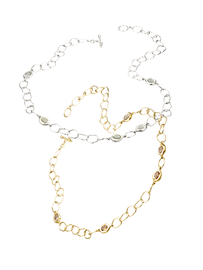 Collier minimaliste en argent recyclé 925 et vermeil serti de pierres fines citron, bijou éthique – Osmo Paris